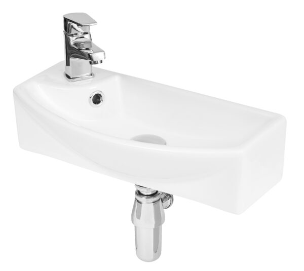 HUDSON REED (VESSELS PHOTOGRAPHY 05.09.2017) White Juno Compact Curved Ceramic Basin Right Hand 1 Tap Hole