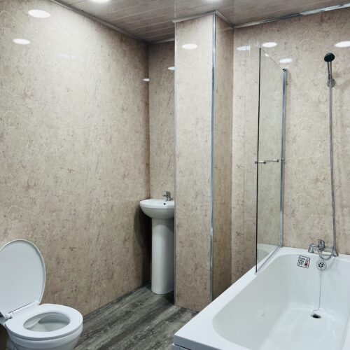 Brown Budget Bathroom Display